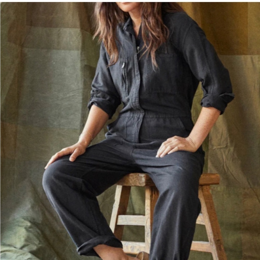 Outerknown Women Station Jumpsuit S Cotton Linen Blend Zip army utility coverall - Picture 16 of 16